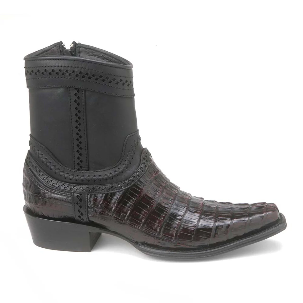 Los Altos Square Toe Men’s Brown Caiman Tail Low Shaft European Boots - Image 3