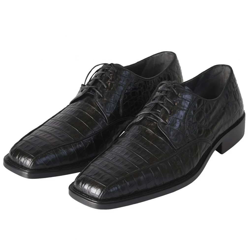 Los Altos Black Crocodile Bike Toe Shoes - Image 4
