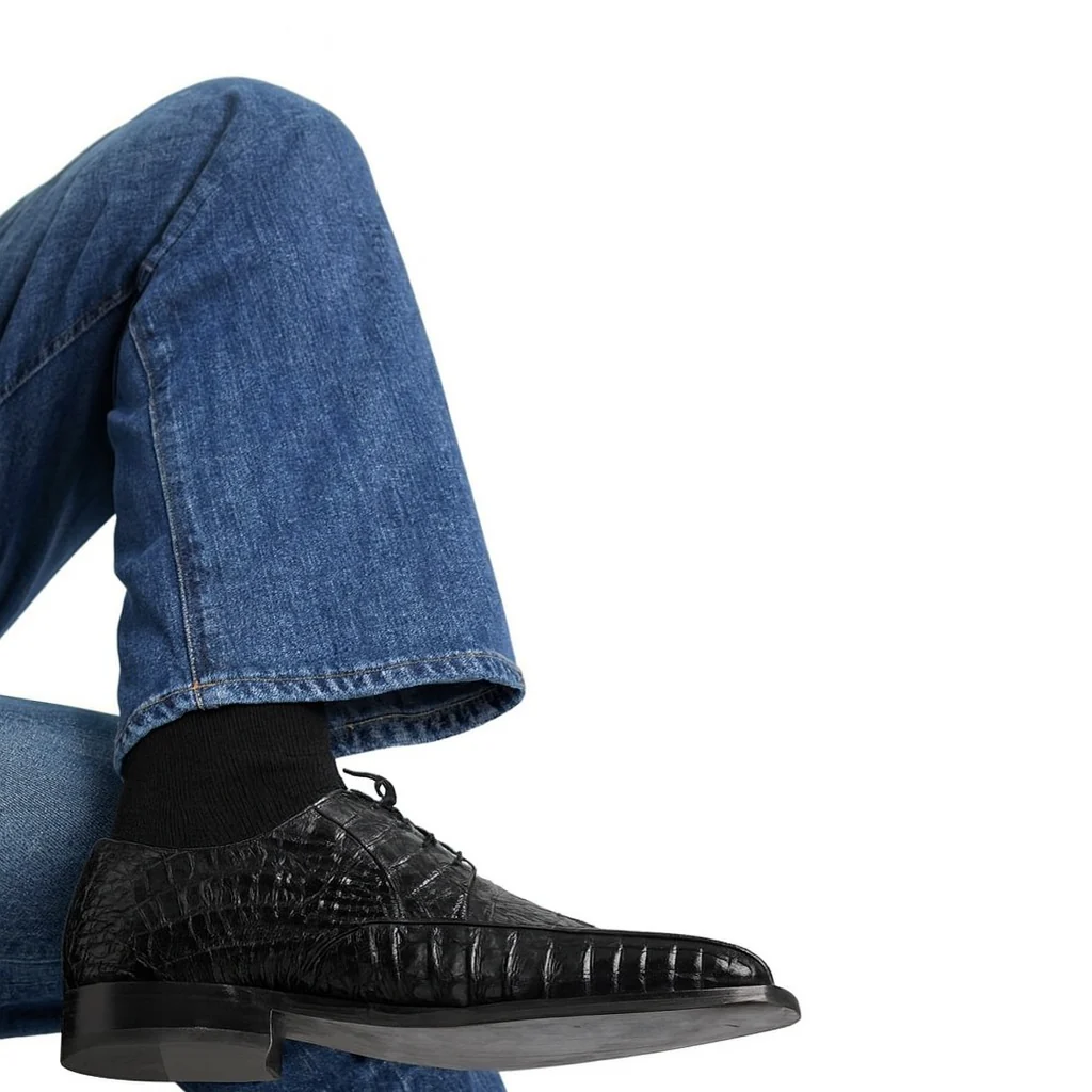 Los Altos Black Crocodile Bike Toe Shoes - Image 5