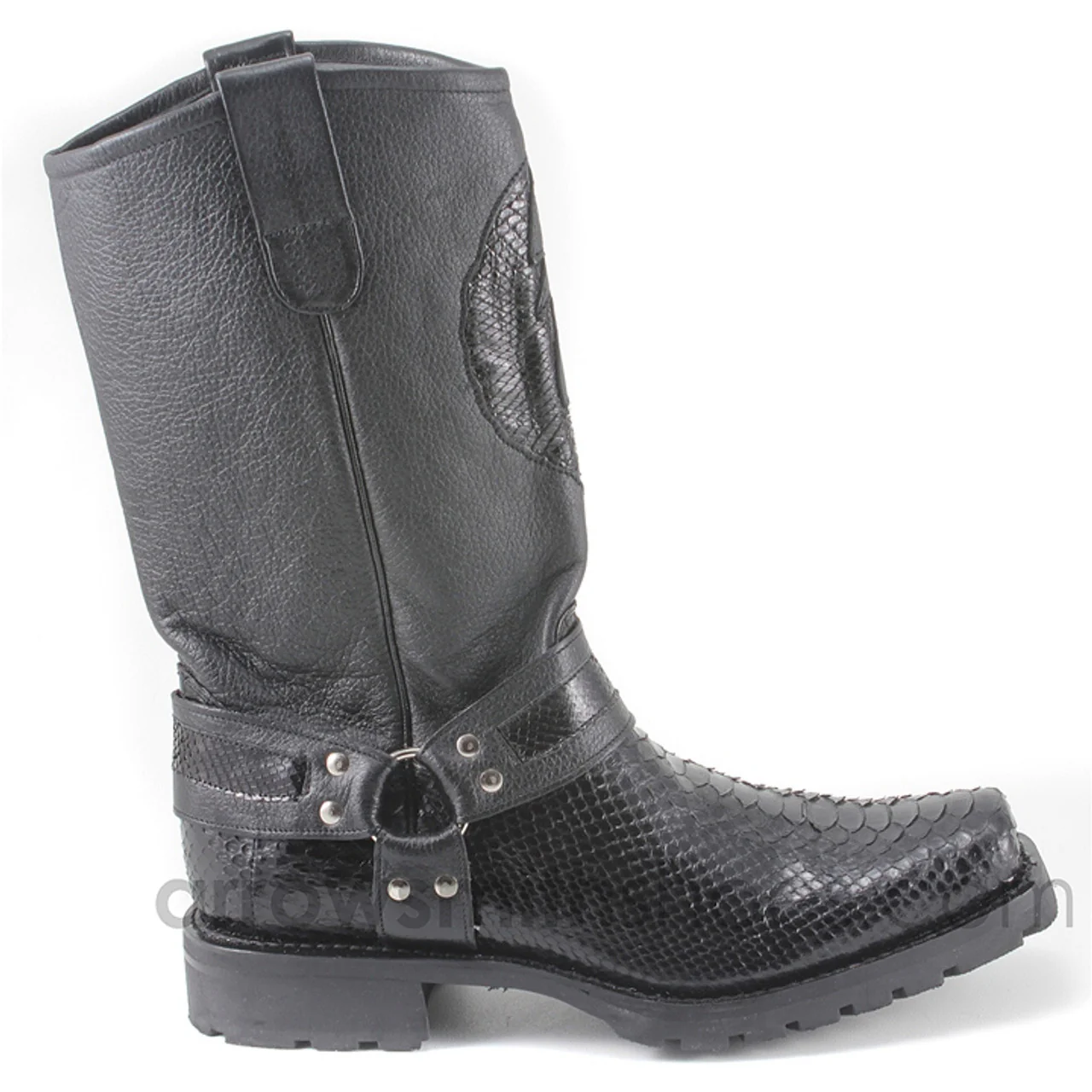 Los Altos Black Genuine Python Biker Boot - Image 2