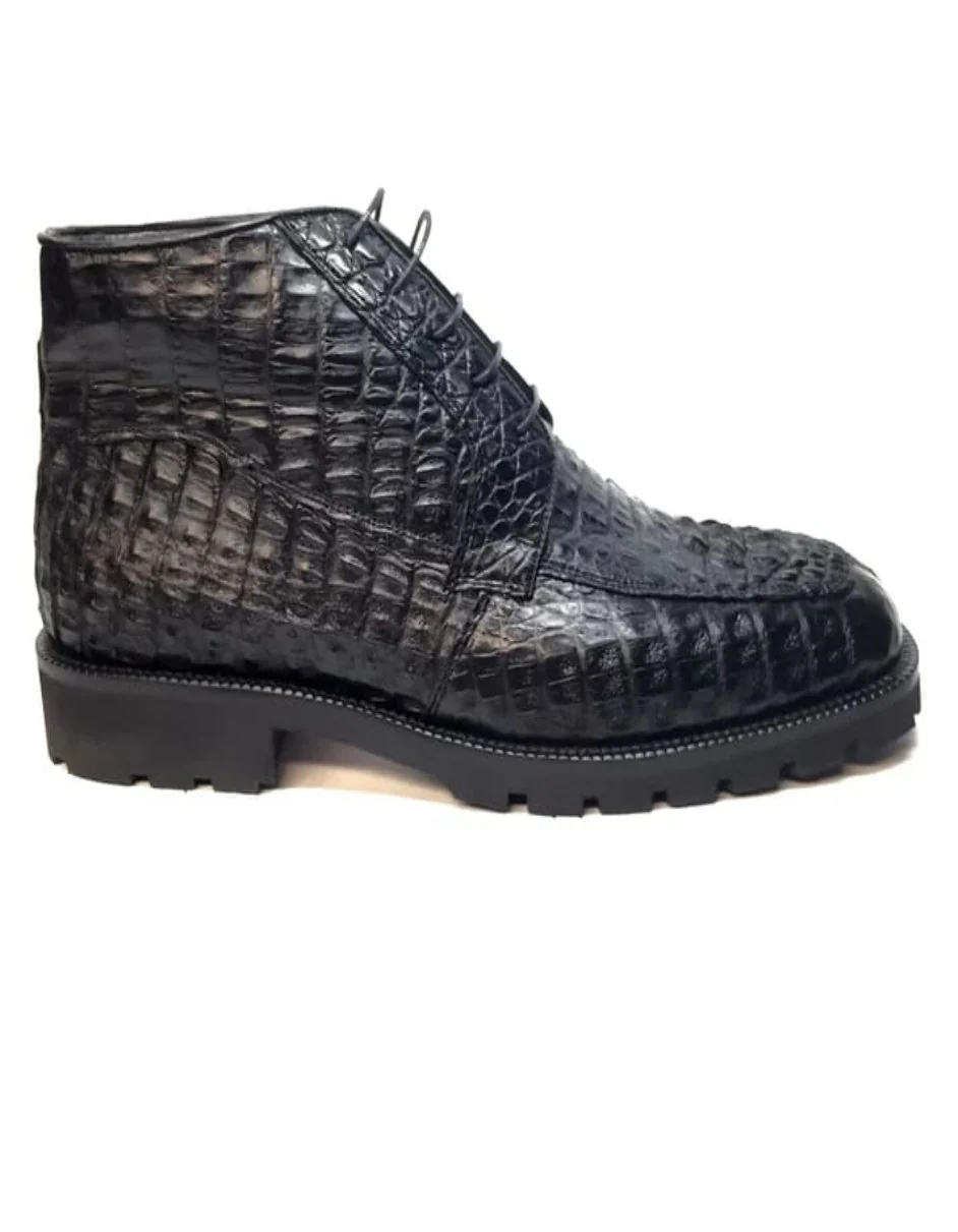 Los Altos Black Hornback Crocodile Ankle Boots - Image 3