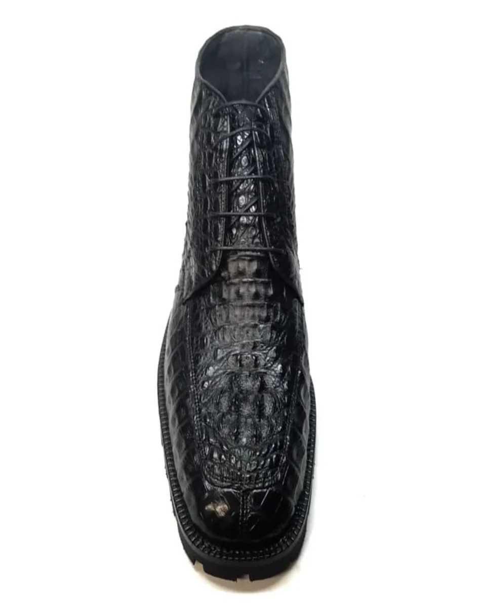 Los Altos Black Hornback Crocodile Ankle Boots - Image 4