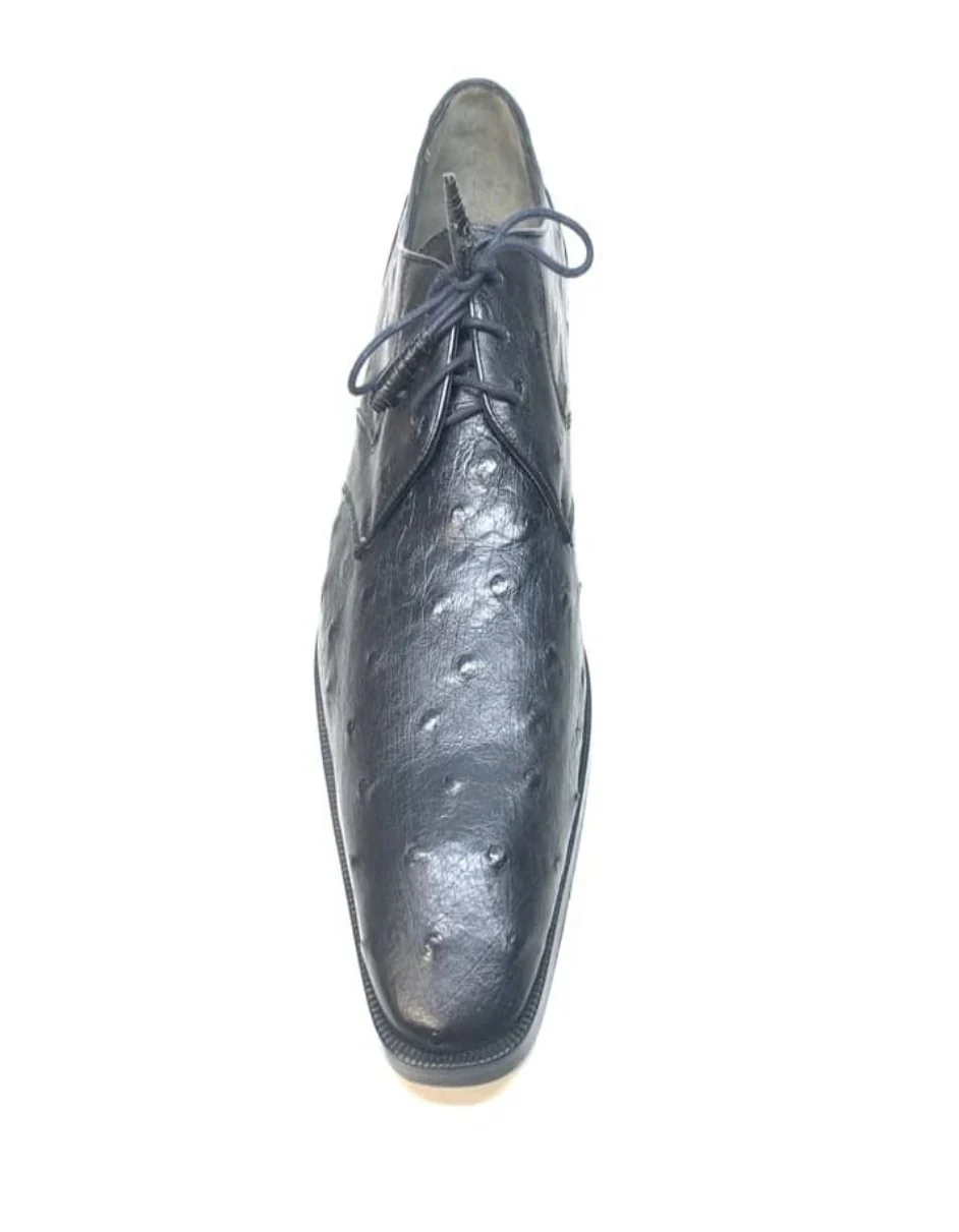 Los Altos Black Ostrich Quill Lace Up Dress Shoes - Image 2