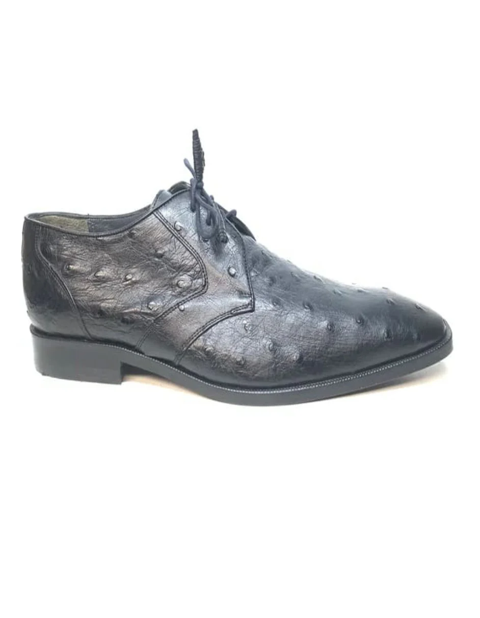 Los Altos Black Ostrich Quill Lace Up Dress Shoes - Image 4