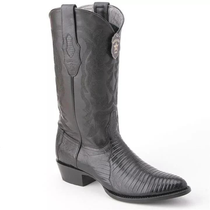 Los Altos Black Snip Toe Boots Genuine Teju Skin - Image 3