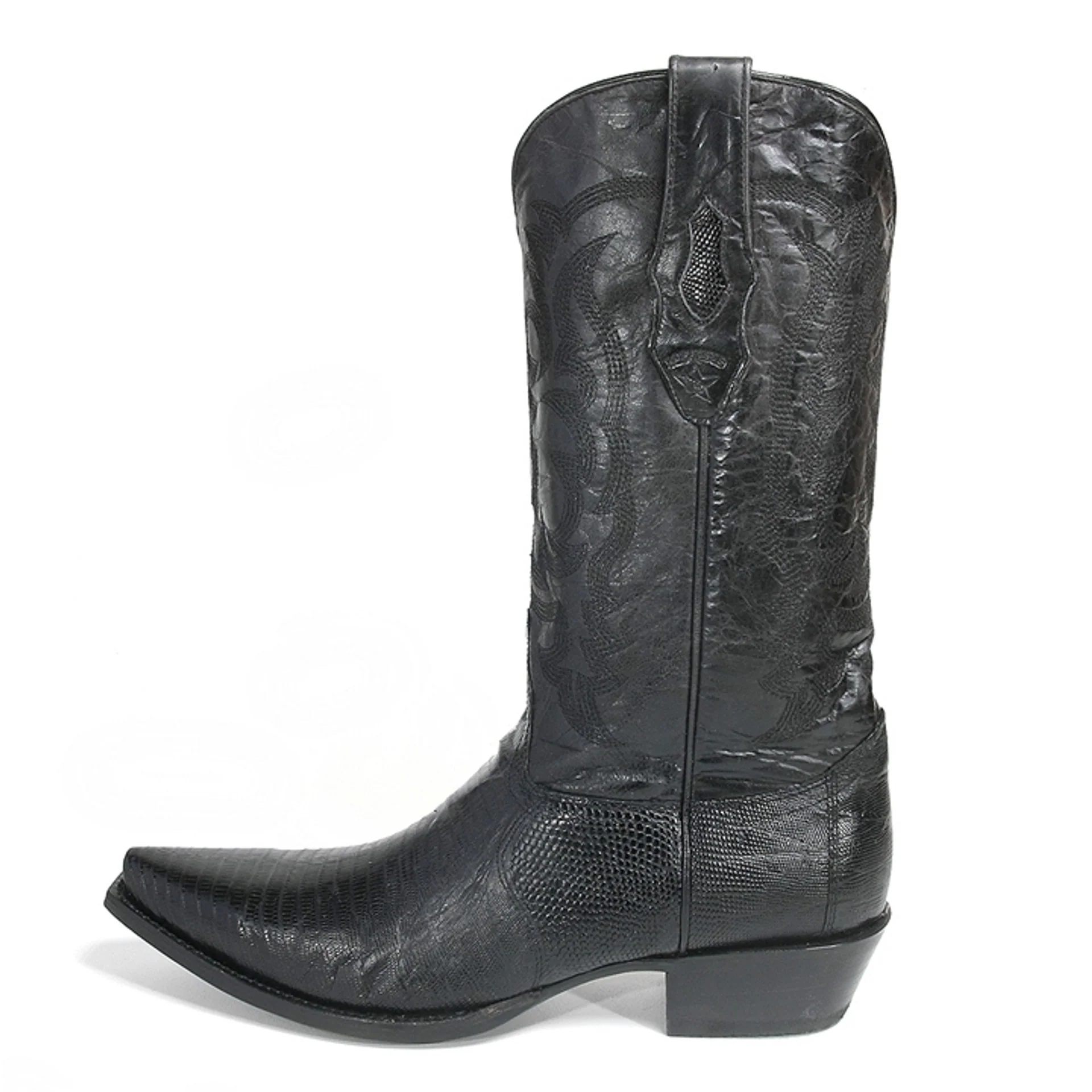 Los Altos Black Snip Toe Genuine Teju Lizard - Image 3