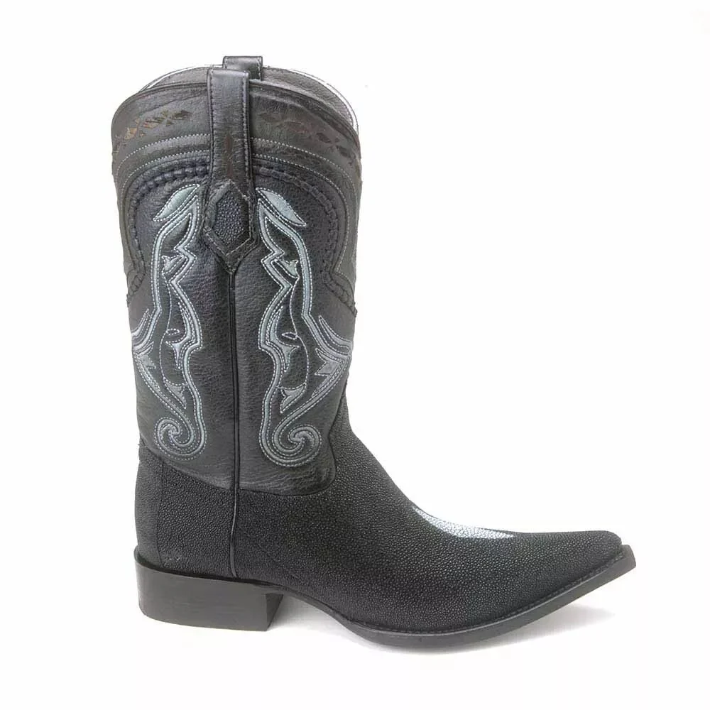 Los Altos Black Stingray Single Stone 3X Toe Men’s Boot - Image 2