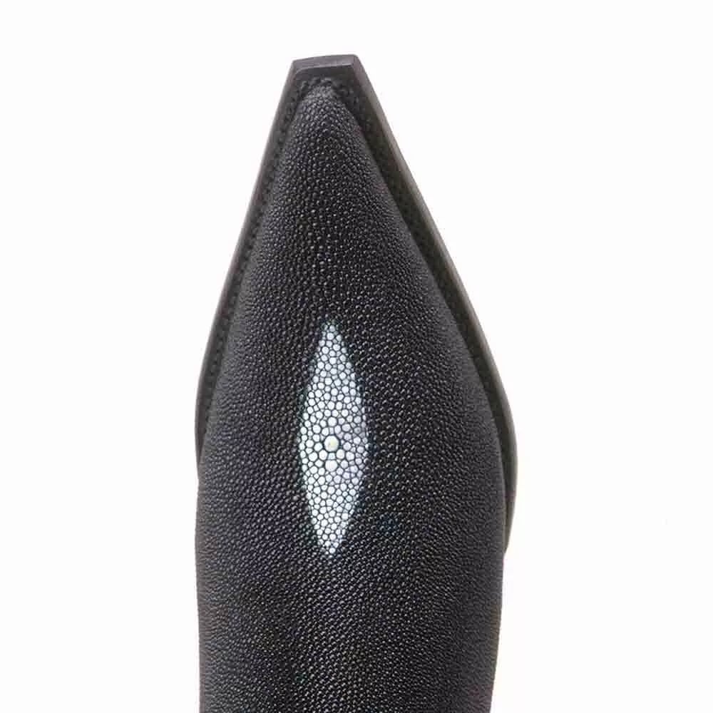 Los Altos Black Stingray Single Stone 3X Toe Men’s Boot - Image 4