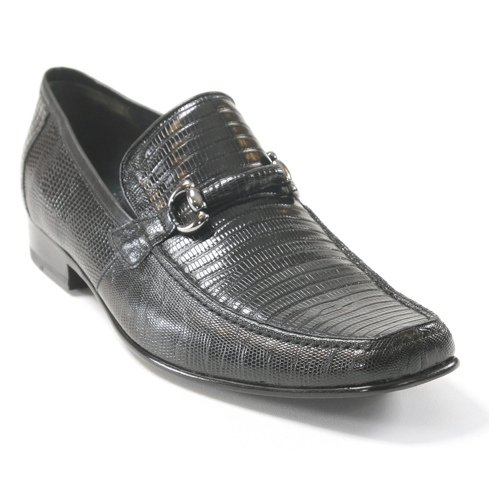 Los Altos Black Teju Lizard Skin Slip-On Loafers - Image 2