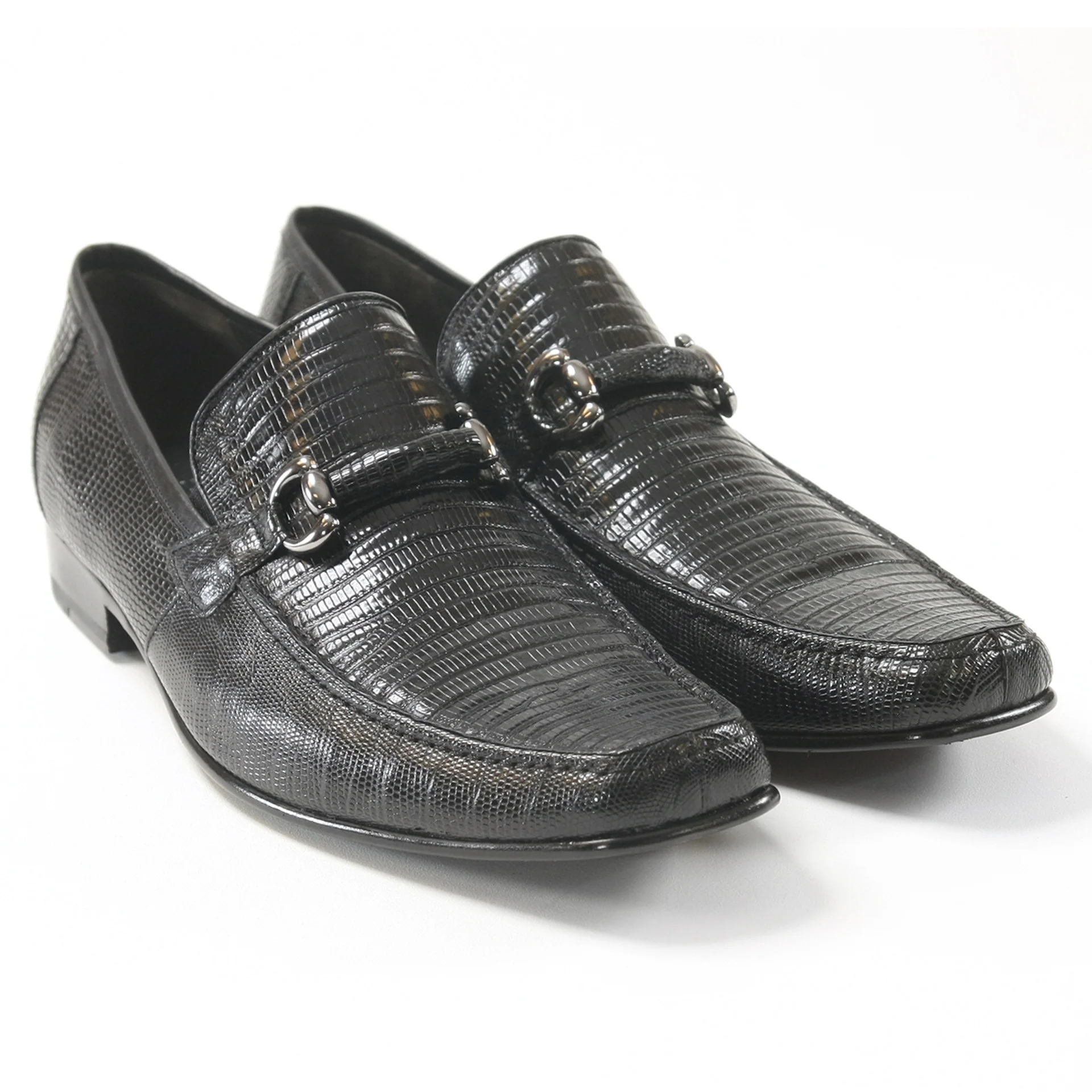 Los Altos Black Teju Lizard Skin Slip-On Loafers - Image 5