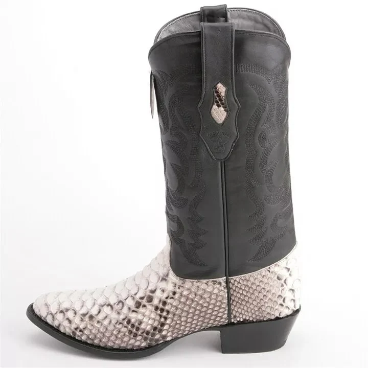 Los Altos Black & White Boots Genuine Python Skin - Image 2