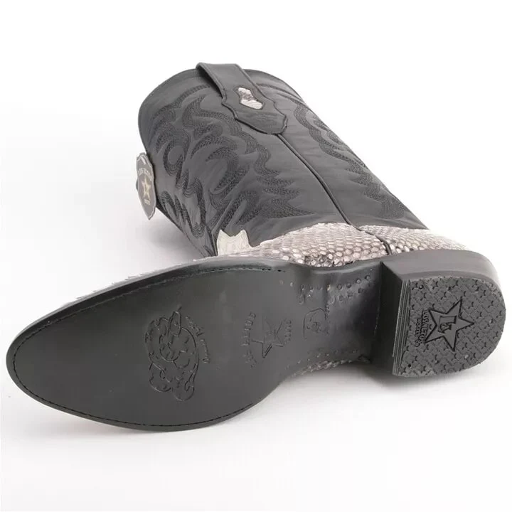 Los Altos Black & White Boots Genuine Python Skin - Image 3