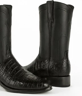 Los Altos Boots - Mens Dress Cowboy Boot - Low Priced Black Caiman Belly Roper Boots - in Black - Image 6