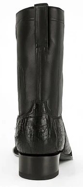 Los Altos Boots - Mens Dress Cowboy Boot - Low Priced Black Caiman Belly Roper Boots - in Black - Image 7