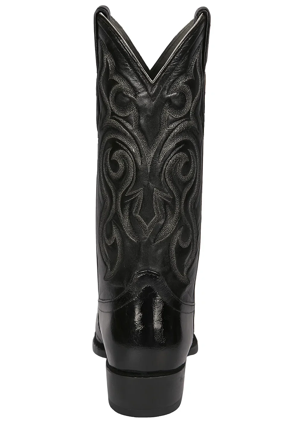 Los Altos Boots - Mens Dress Cowboy Boot - Low Priced Black Eel Skin R-Toe Western Boots- in Black - Image 3