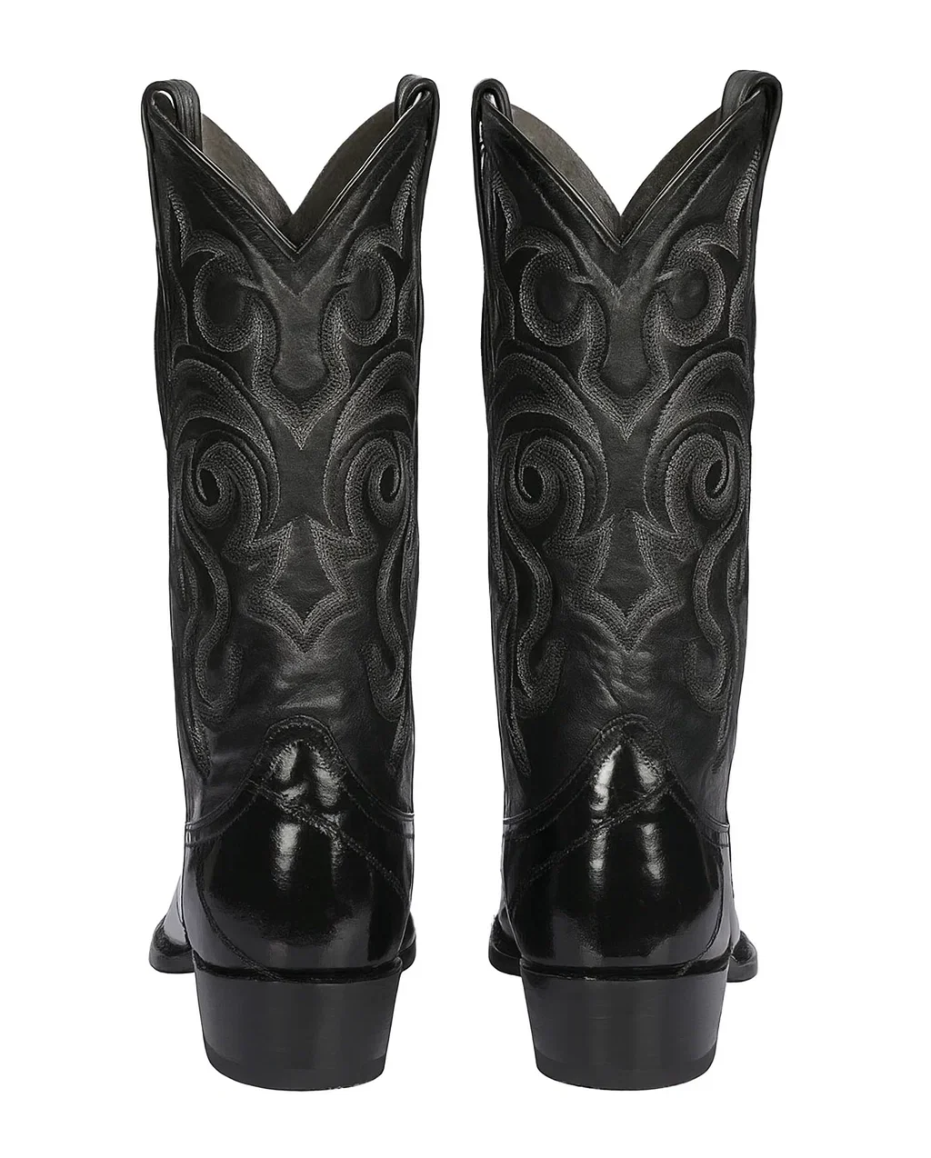 Los Altos Boots - Mens Dress Cowboy Boot - Low Priced Black Eel Skin R-Toe Western Boots- in Black - Image 6