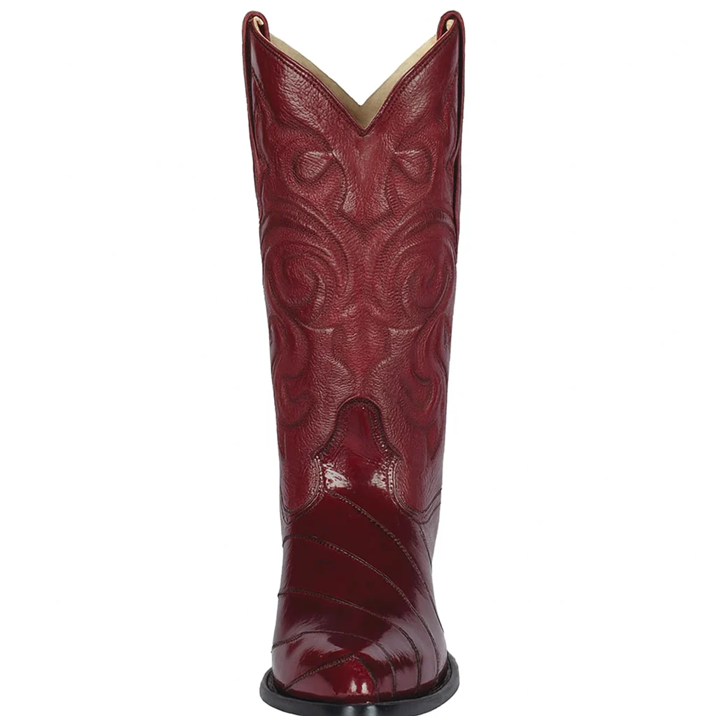 J Toe Cowboy Boots - J Toe Western Boots - Los Altos Boots - Mens Dress Cowboy Boot - Low Priced Burgundy Eel Cowboy Boots J-Toe- in  Burgundy - Image 5