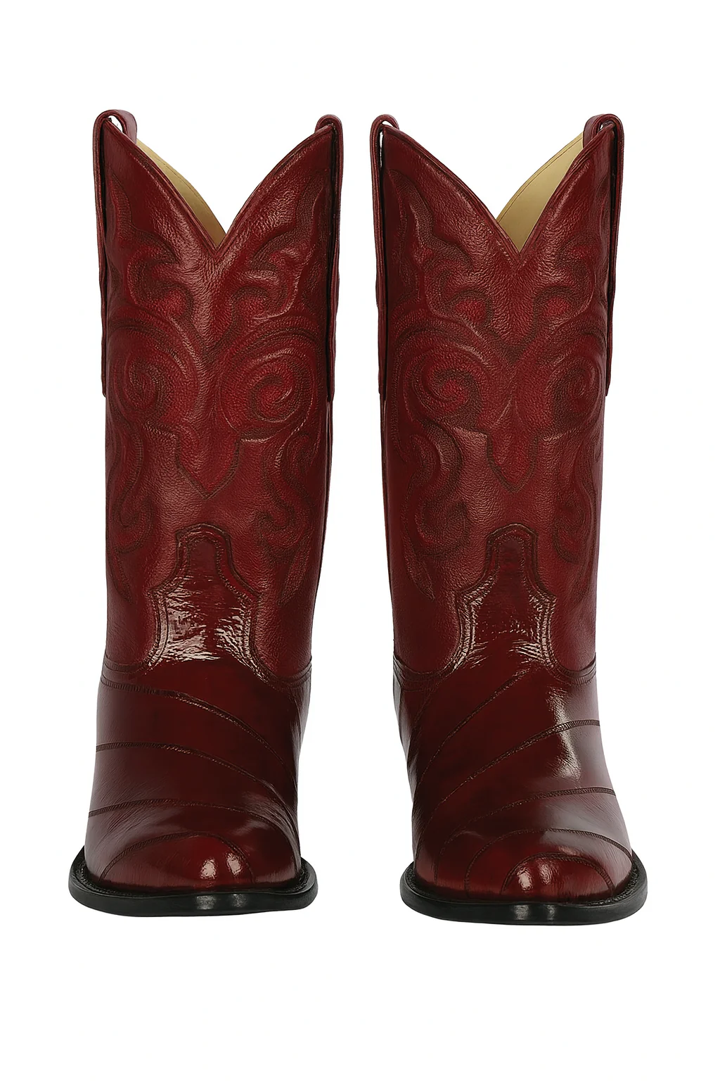 J Toe Cowboy Boots - J Toe Western Boots - Los Altos Boots - Mens Dress Cowboy Boot - Low Priced Burgundy Eel Cowboy Boots J-Toe- in  Burgundy - Image 6