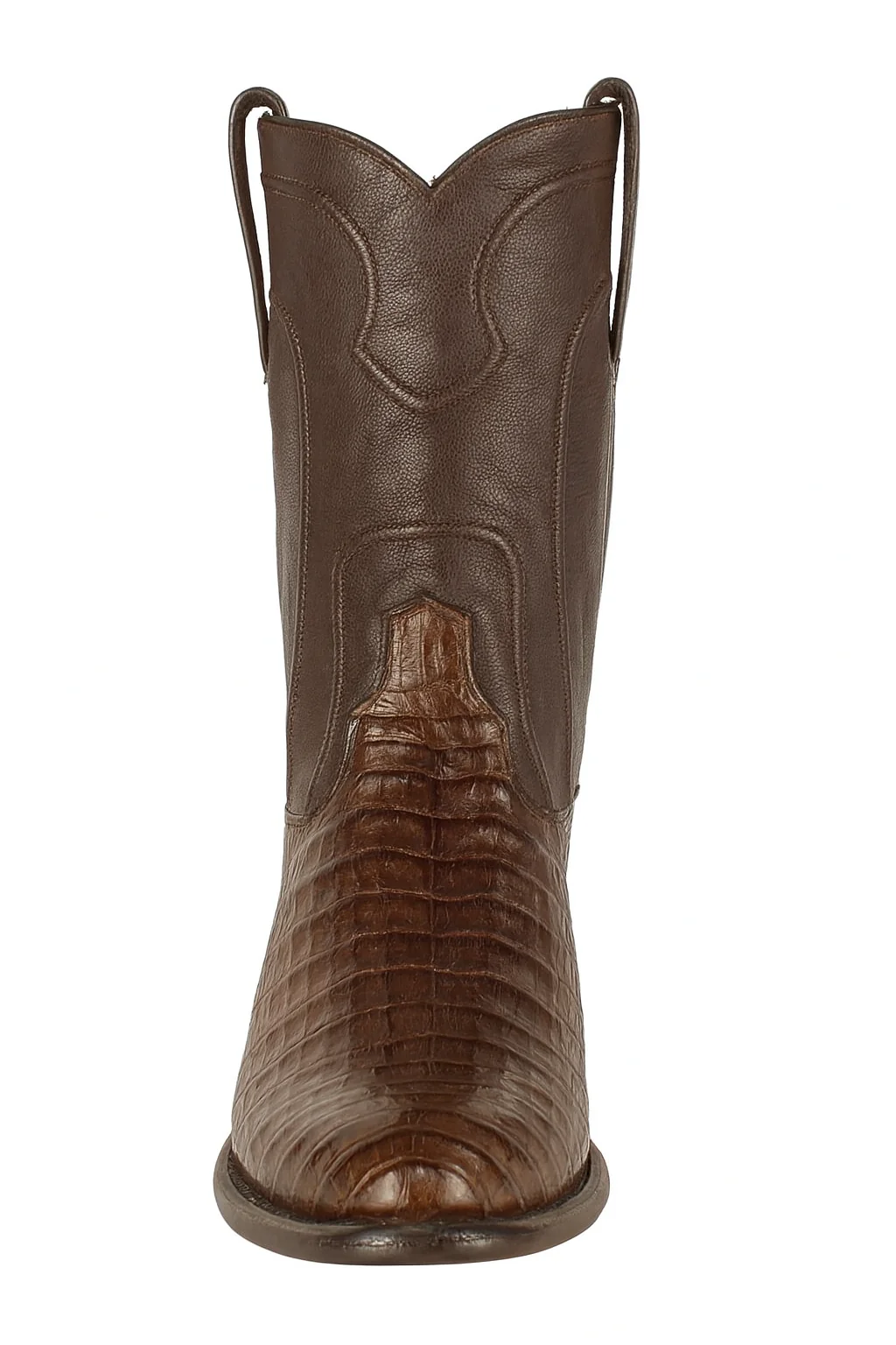 Los Altos Boots - Mens Dress Cowboy Boot - Low Priced Caiman Belly Roper Boots-  in Brown - Image 5