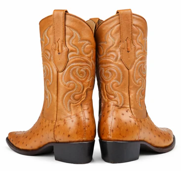 J Toe Cowboy Boots - J Toe Western Boots - Los Altos Boots - Mens Dress Cowboy Boot - Low Priced Honey Ostrich Cowboy Boots J-Toe - in  Honey - Image 4