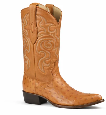 J Toe Cowboy Boots - J Toe Western Boots - Los Altos Boots - Mens Dress Cowboy Boot - Low Priced Honey Ostrich Cowboy Boots J-Toe - in  Honey - Image 5