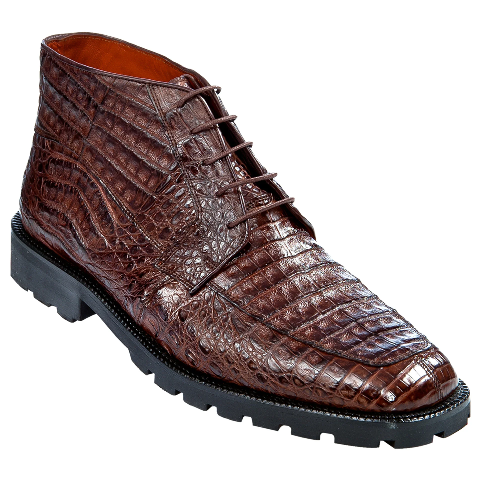 Los Altos Brown Genuine Caiman Crocodile Belly Ankle Boots - Image 3