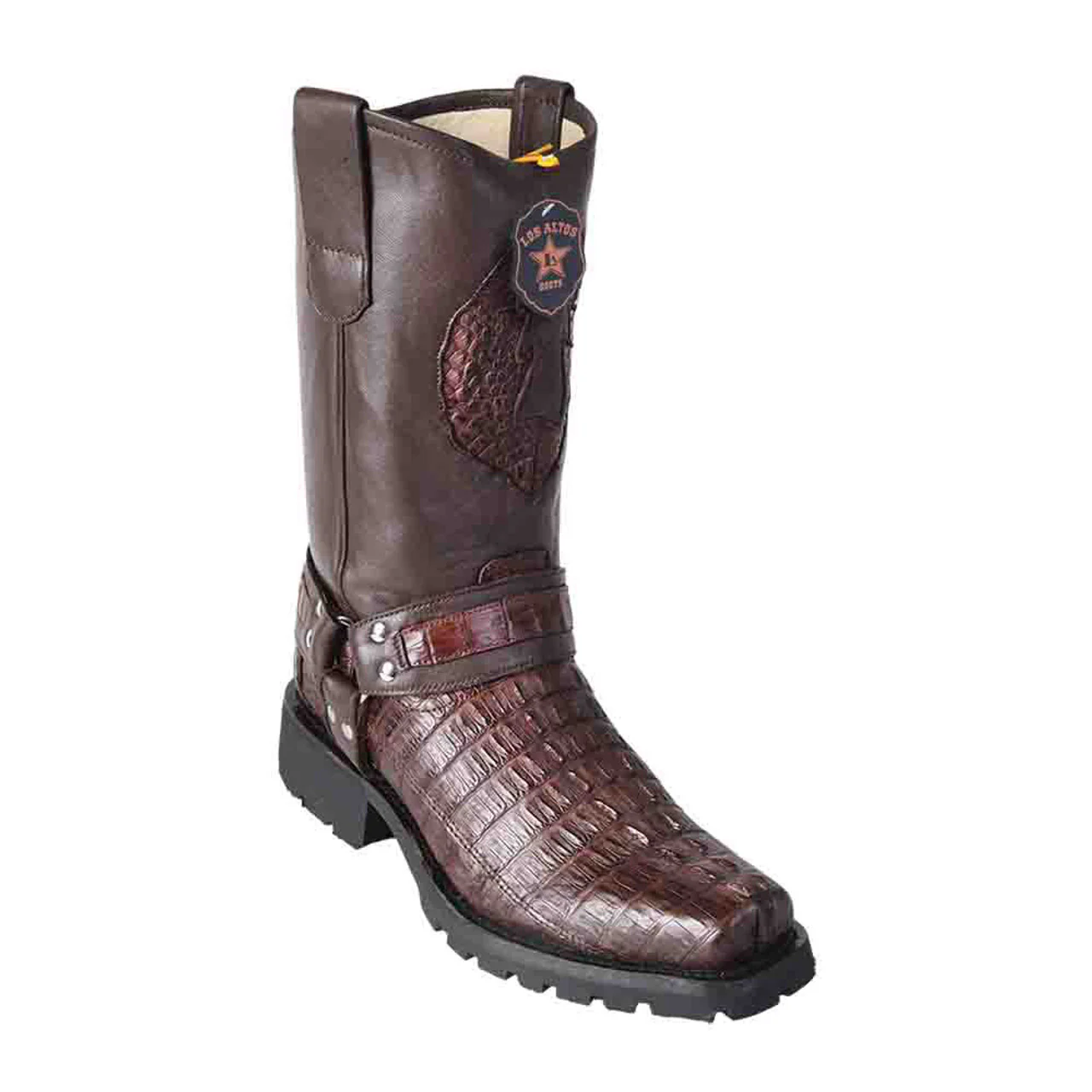 Los Altos Brown Genuine Crocodile Biker Boot - Image 2