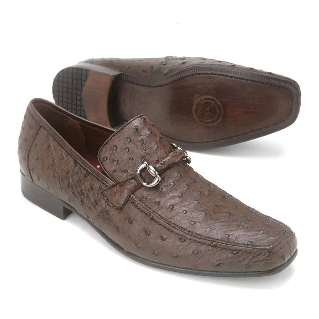 Los Altos Brown Genuine Full Quill Ostrich Slip-On Loafers - Image 3