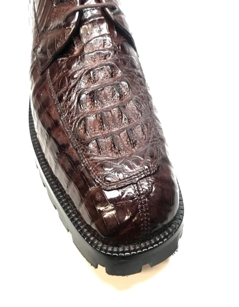 Los Altos Brown Hornback Crocodile Ankle Boots - Image 3