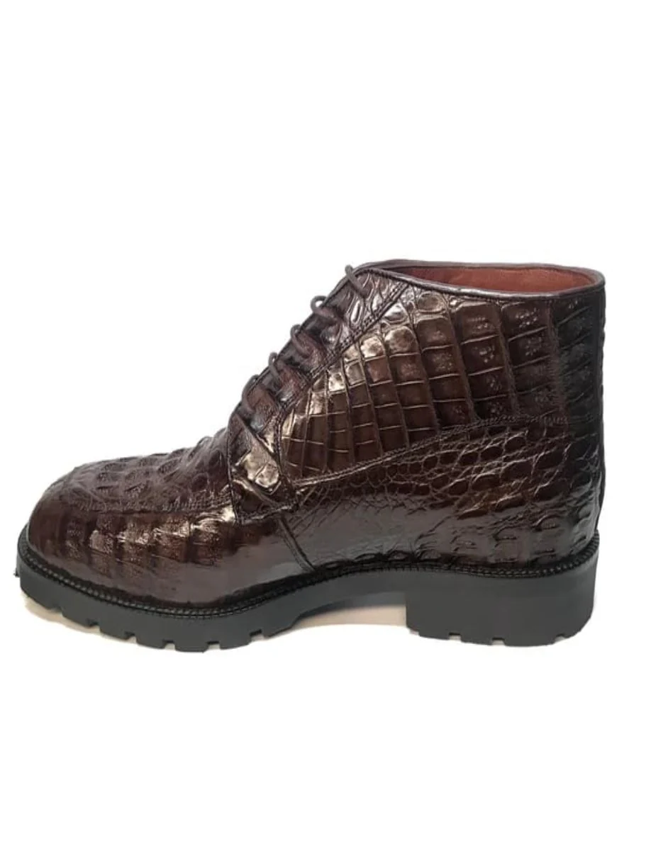 Los Altos Brown Hornback Crocodile Ankle Boots - Image 4
