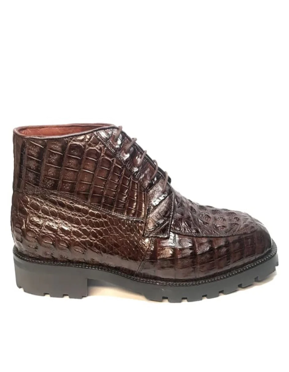 Los Altos Brown Hornback Crocodile Ankle Boots - Image 5