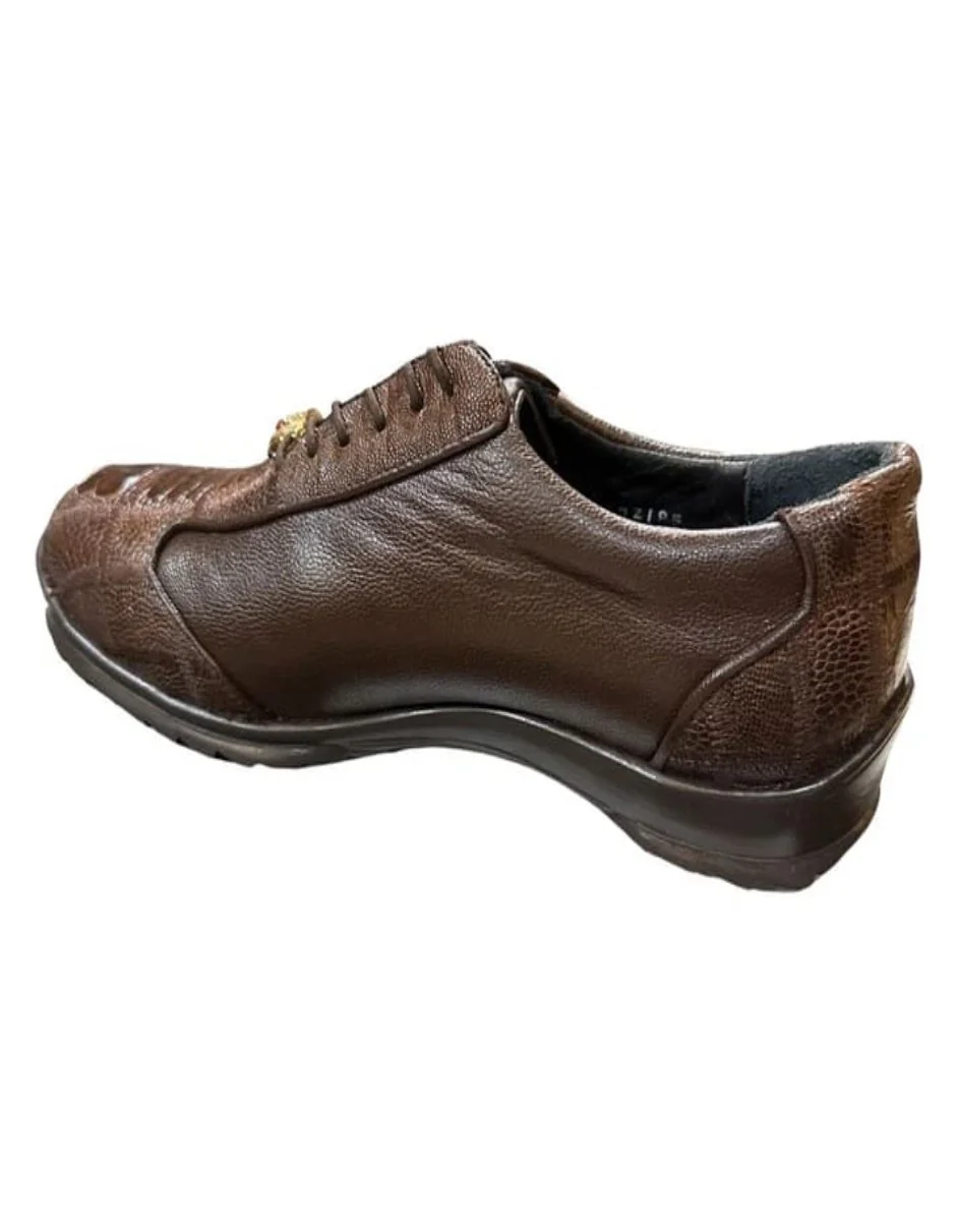 Los Altos Brown Ostrich Leg Lace Up Sneakers - Image 2