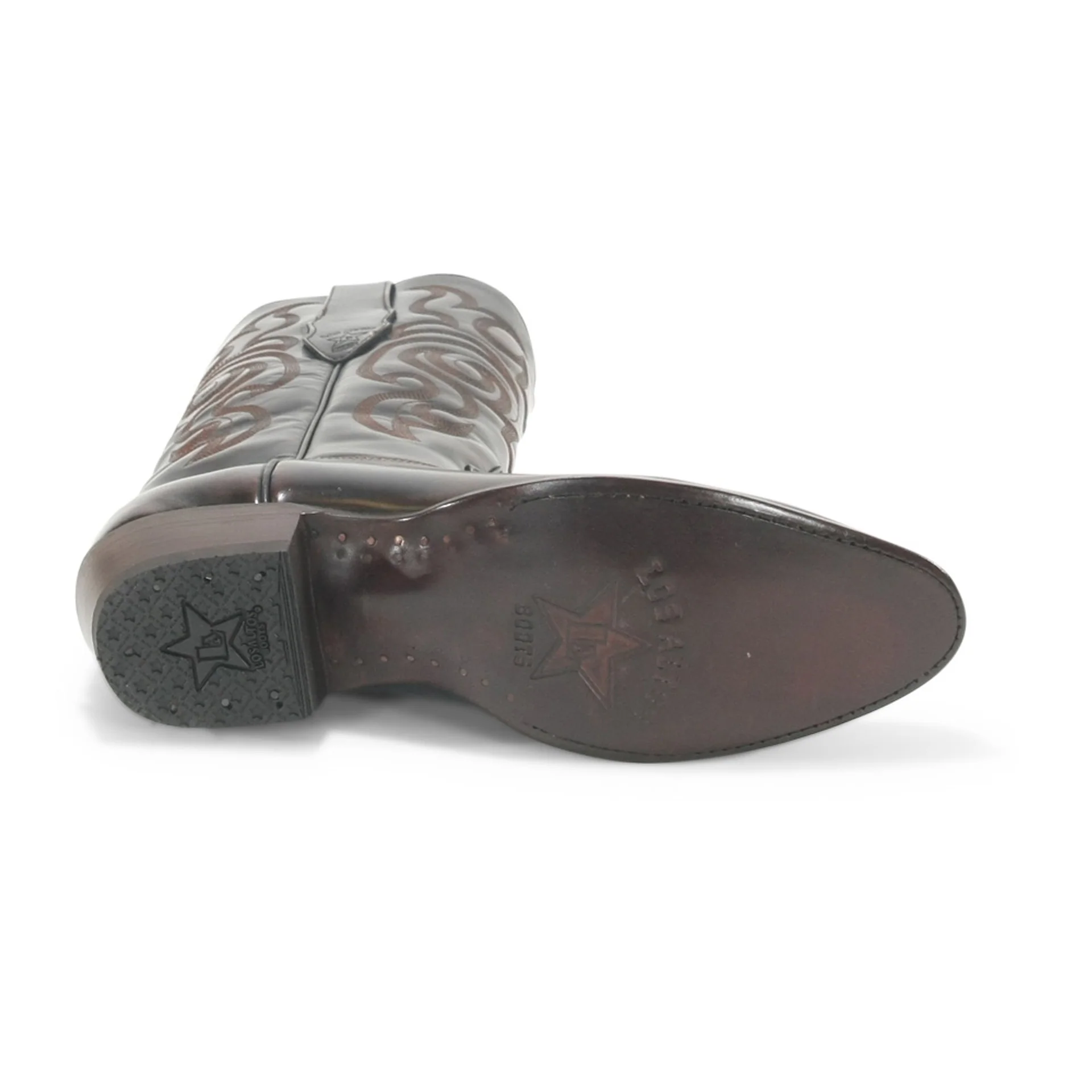 Los Altos Brown Round Toe Glossy Leather Boots - Image 2
