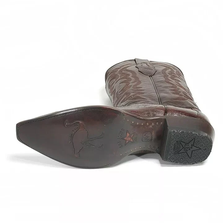 Los Altos Brown Snip Toe Genuine Ostrich - Image 3