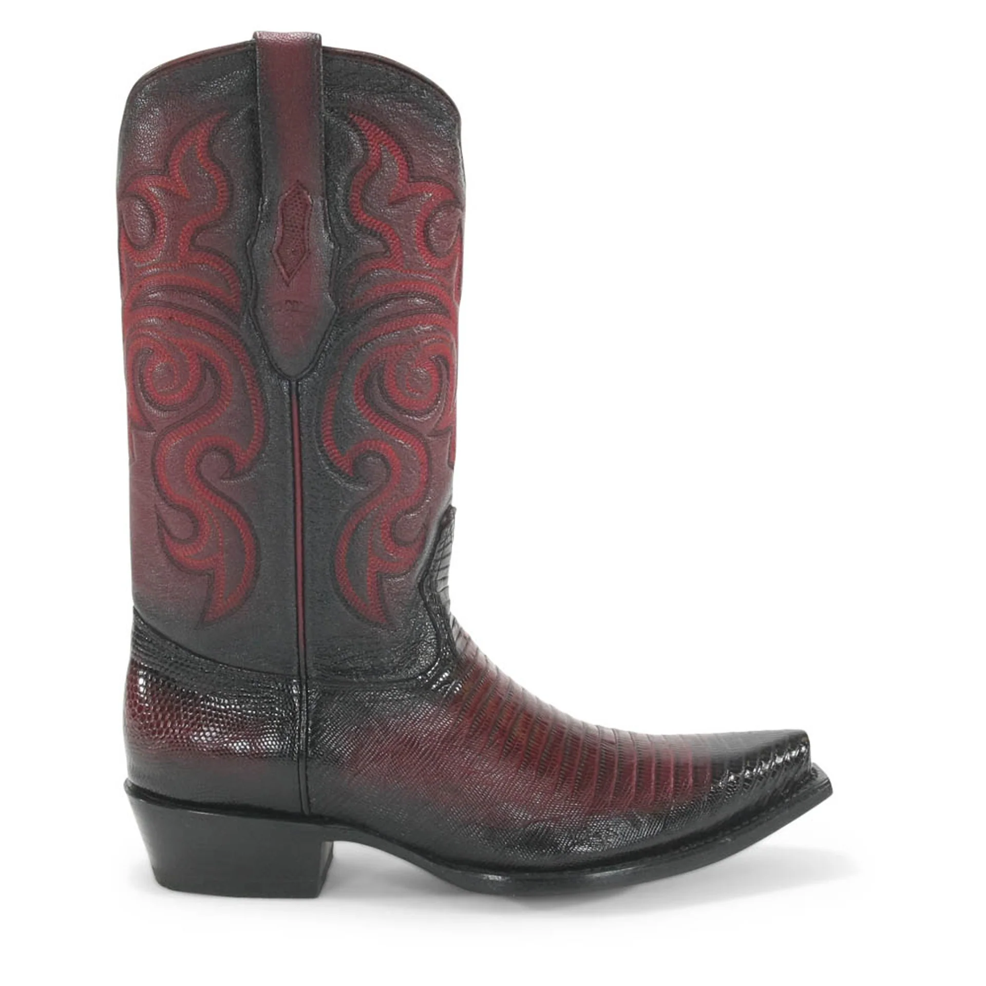 Los Altos Burgundy Teju Lizard Snip Toe Boots - Image 3