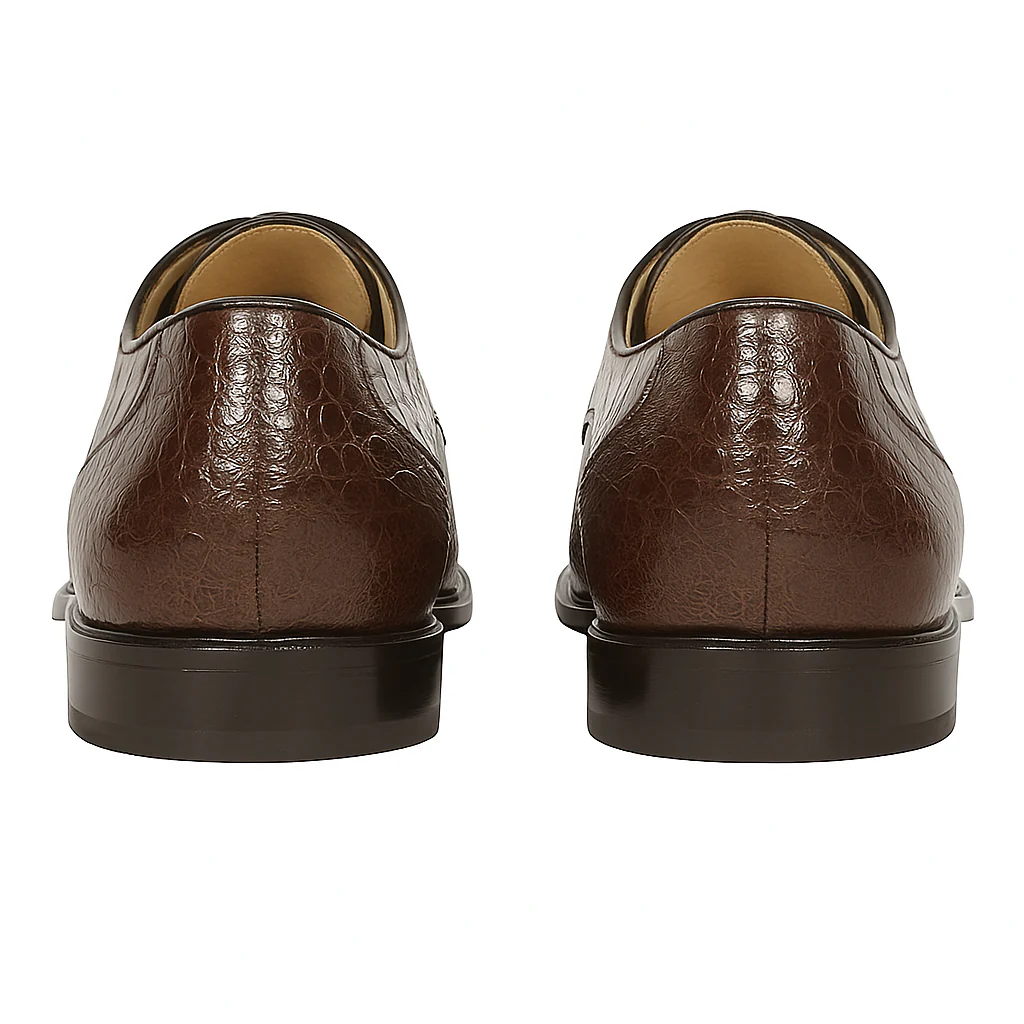 Los Altos Caiman Hornback Plain Toe Brown Shoes - Image 2