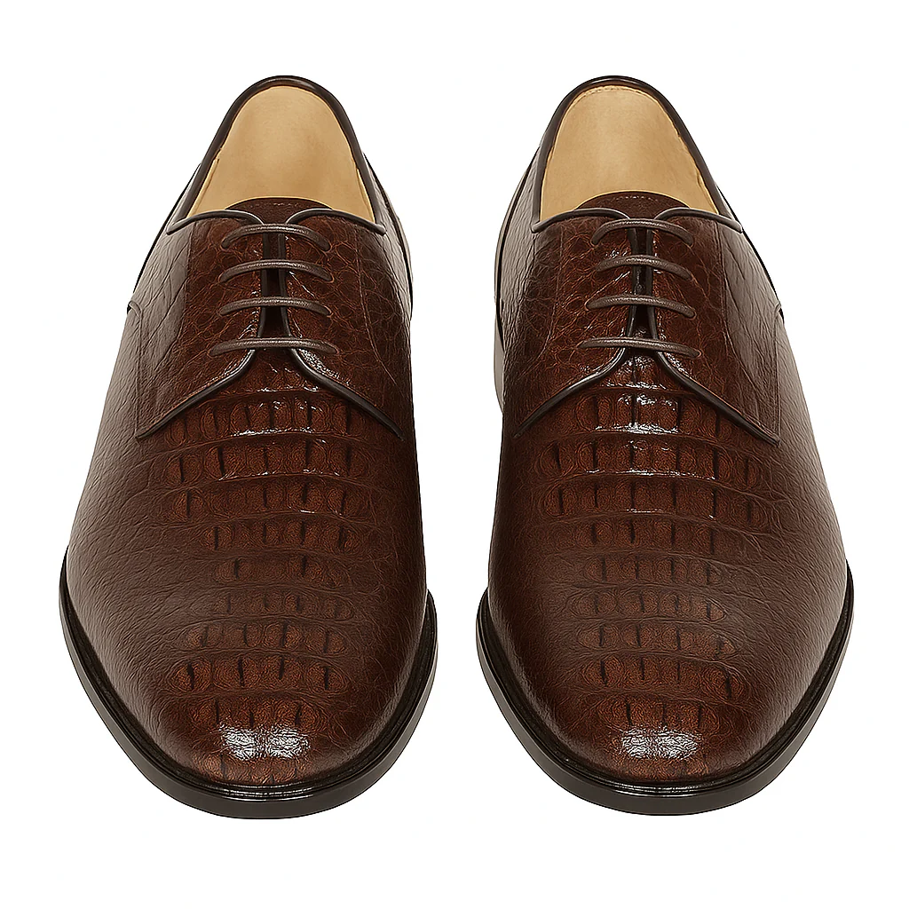 Los Altos Caiman Hornback Plain Toe Brown Shoes - Image 3
