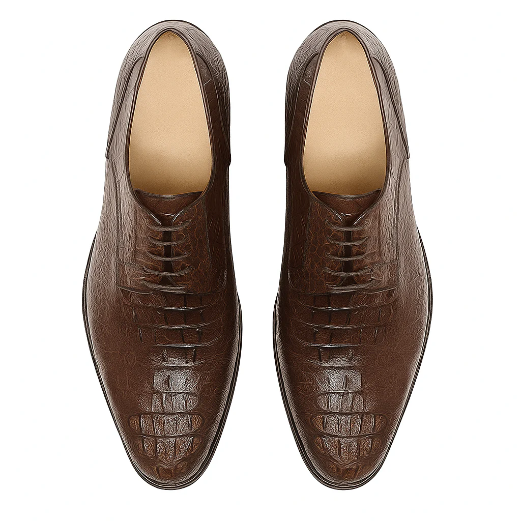 Los Altos Caiman Hornback Plain Toe Brown Shoes - Image 4