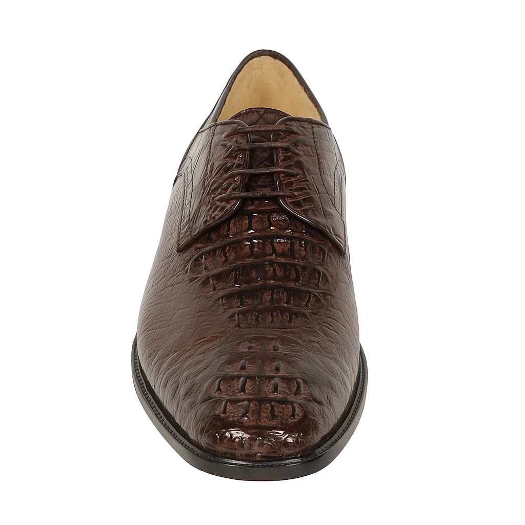 Los Altos Caiman Hornback Plain Toe Brown Shoes - Image 7