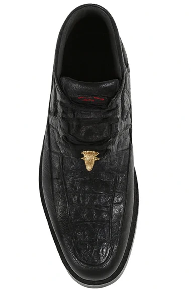 Los Altos Casual Black Caiman Belly & Ostrich Shoes - Image 4