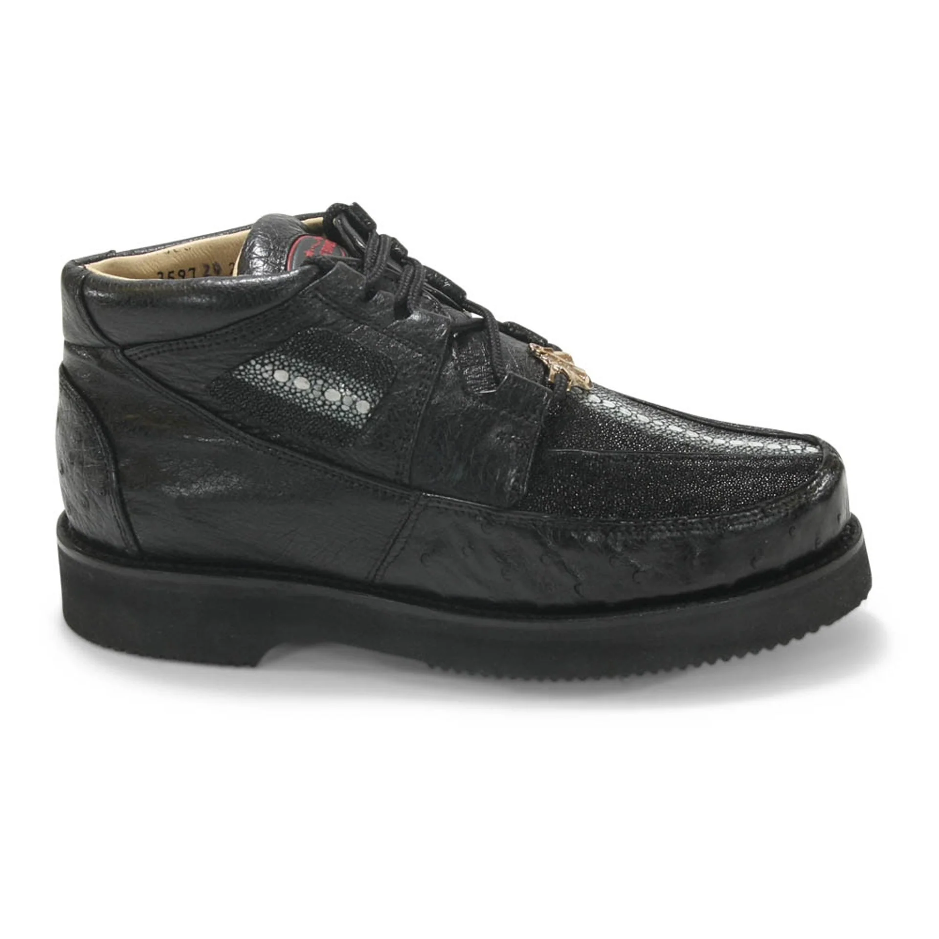 Los Altos Casual Black Stingray & Ostrich Skin Shoes - Image 10
