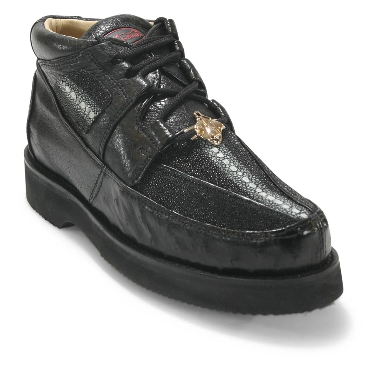 Los Altos Casual Black Stingray & Ostrich Skin Shoes - Image 11