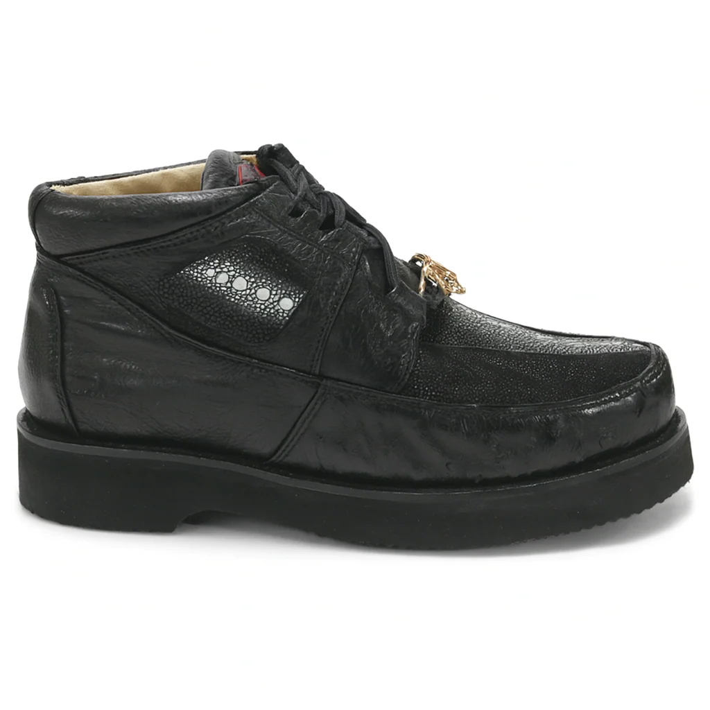 Los Altos Casual Black Stingray & Ostrich Skin Shoes - Image 3