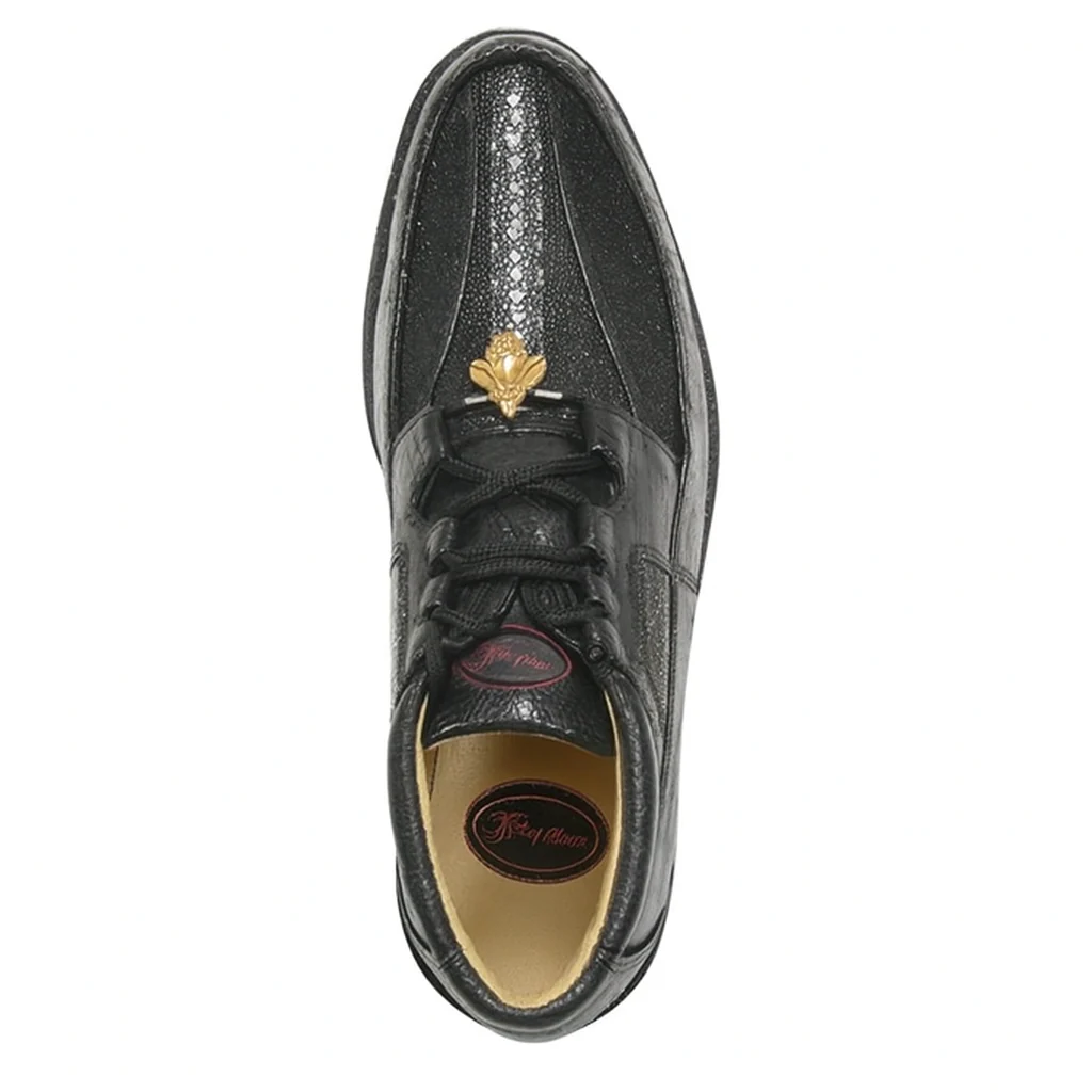 Los Altos Casual Black Stingray & Ostrich Skin Shoes - Image 4