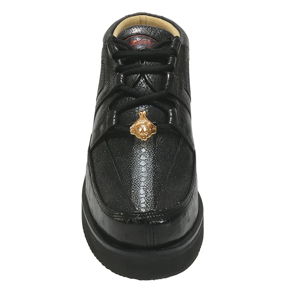 Los Altos Casual Black Stingray & Ostrich Skin Shoes - Image 6