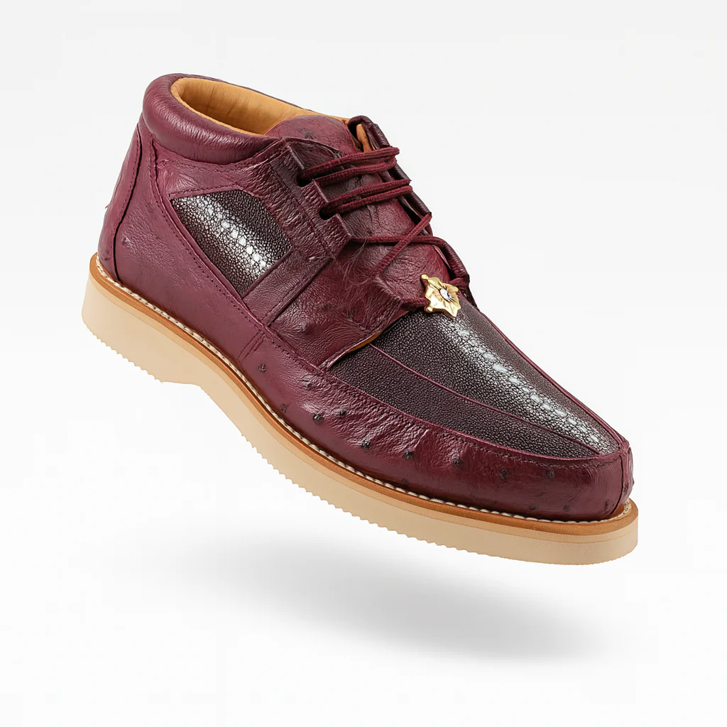 Los Altos Casual Burgundy Genuine Stingray / Ostrich Shoes - Image 6