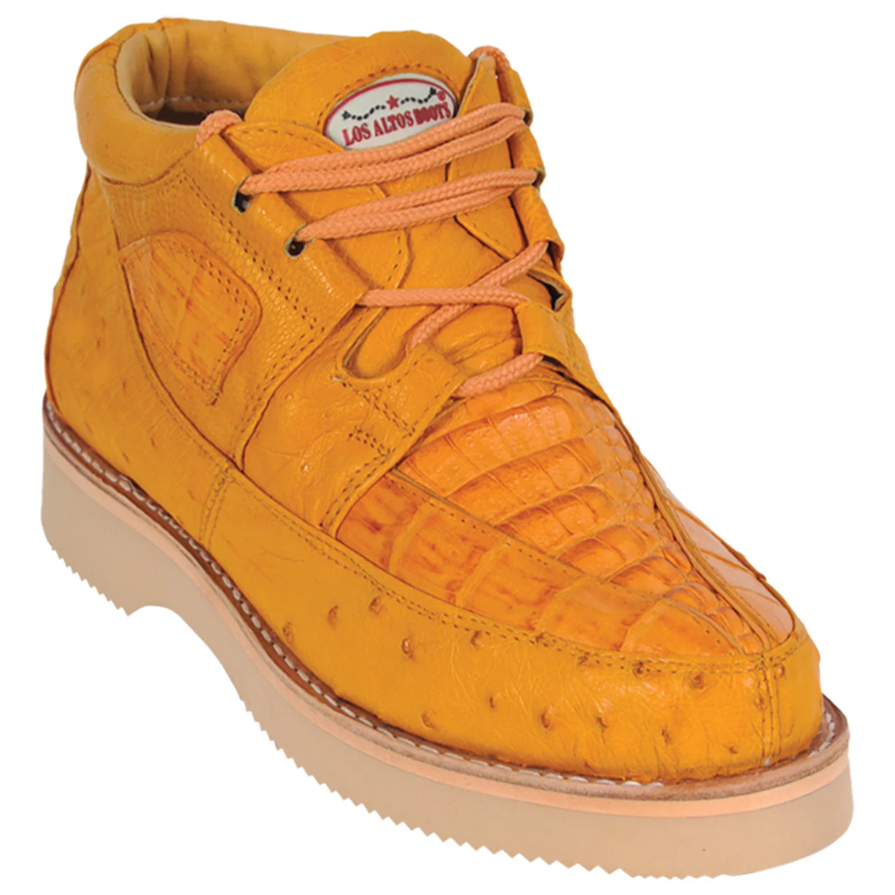 Los Altos Casual Buttercup Caiman & Ostrich Skin Sneakers Yellow Gold