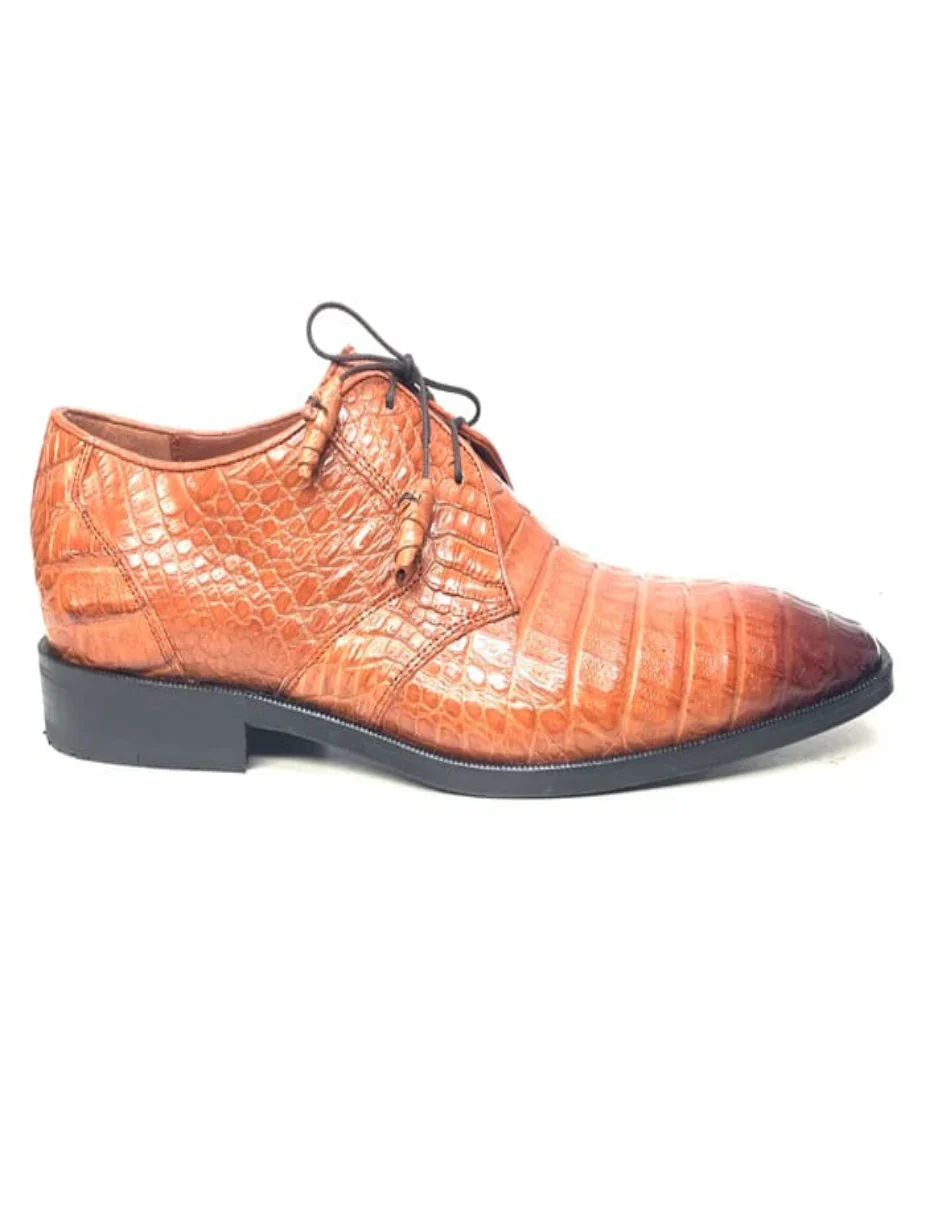 Los Altos Cognac All-Over Crocodile Lace Up Dress Shoes - Image 2