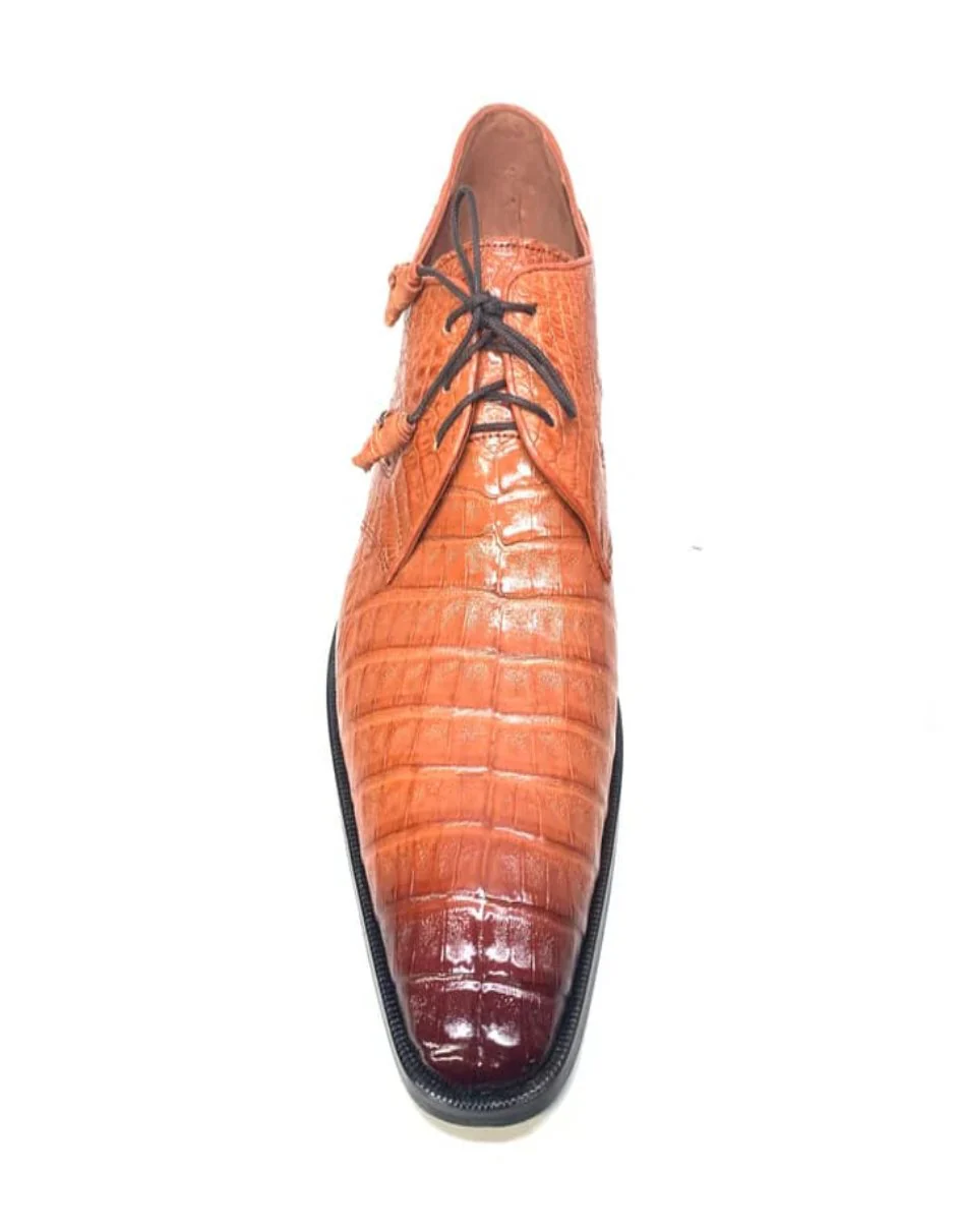Los Altos Cognac All-Over Crocodile Lace Up Dress Shoes - Image 3