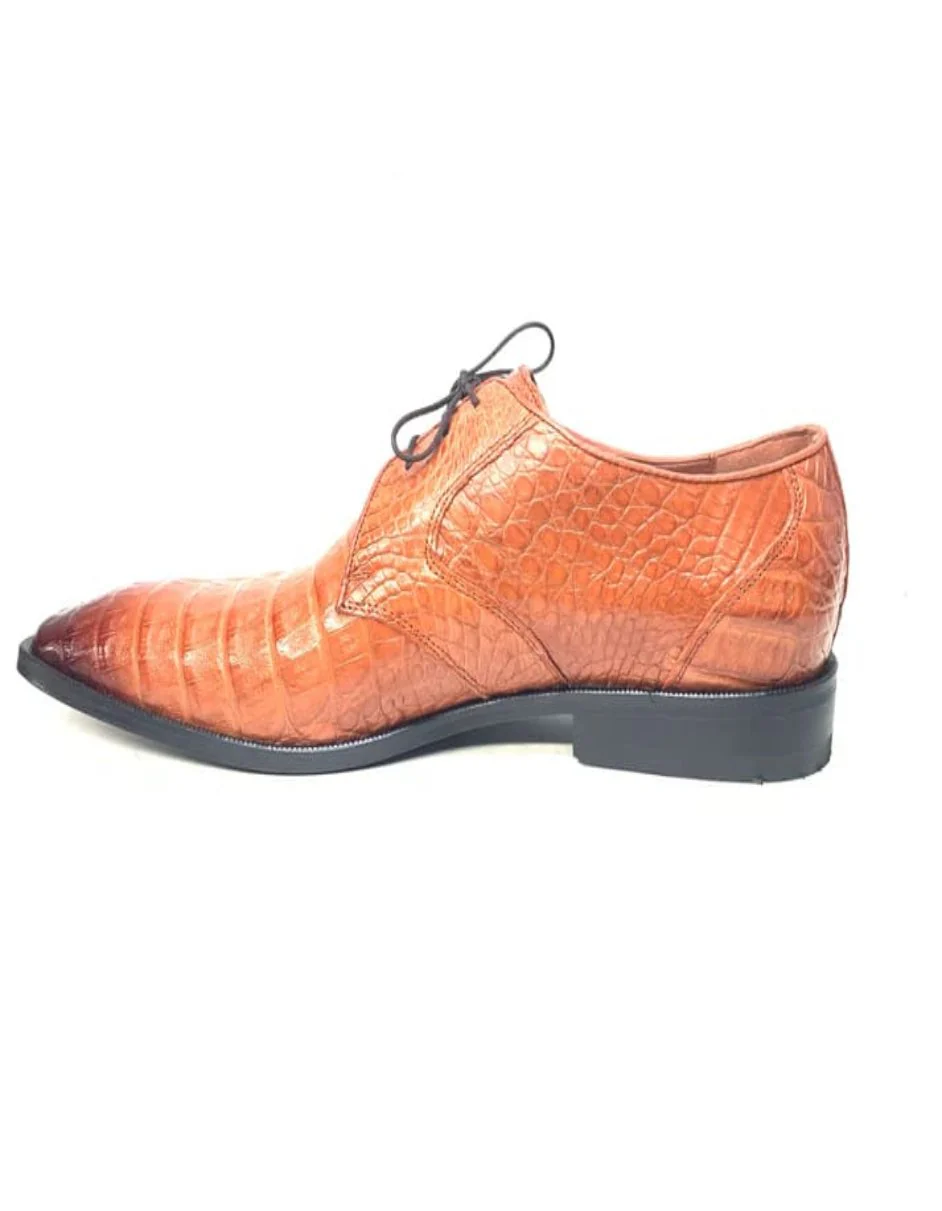 Los Altos Cognac All-Over Crocodile Lace Up Dress Shoes - Image 4